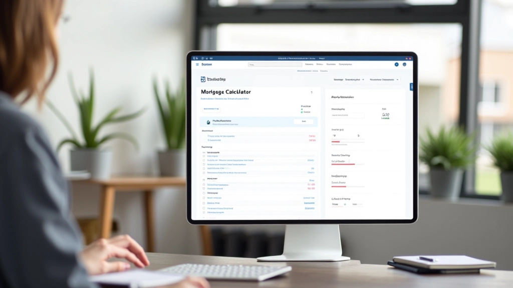 Website interface toont interactieve hypotheekberekenaar widget met inputvelden en berekening resultaten